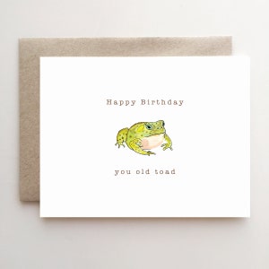 Tarjeta de cumpleaños de sapo viejo - tarjeta de cumpleaños divertida - sapo viejo - hecho a mano - artículos de papel - cumpleaños de los hombres