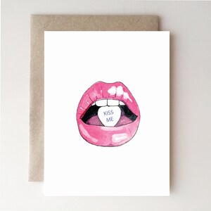 Kiss Me Lips Valentine&#39;s Card - Love hearts - sweeties - hot lips