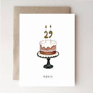 29 Wieder Geburtstagskarte - Geburtstagskarte - lustige Karte - 29 - Geburtstagskuchen - Papier - Handgemacht - Aquarell