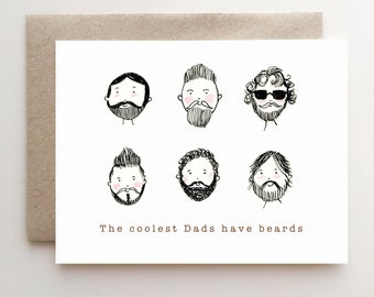 Fathers Day Card for the Coolest Dad - beard - funny - papergoods - father - handmade