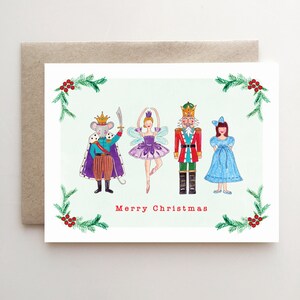 Ballet Quebra-Nozes - Cartão de Natal - Feito à Mão - Aquarela - Rei do Rato - Clara - Fada da Açúcar - Quebra-Nozes