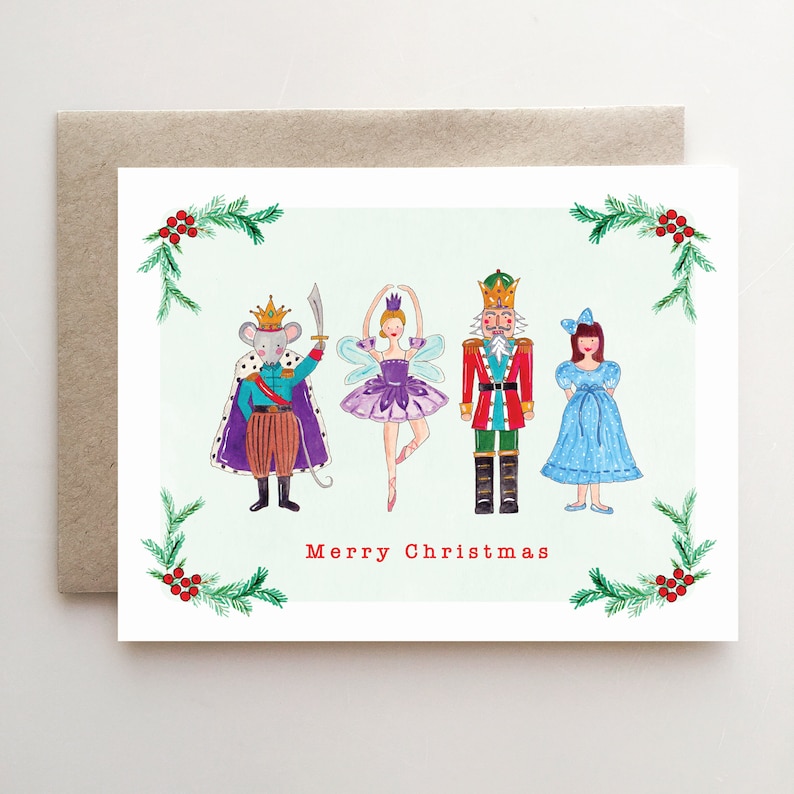 Nutcracker Ballet Christmas Card Handmade Watercolor Etsy