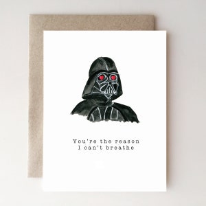 Valentine's Day Card Darth Vader funny valentine star wars valentine handmade valentine card paper valentine humor image 1