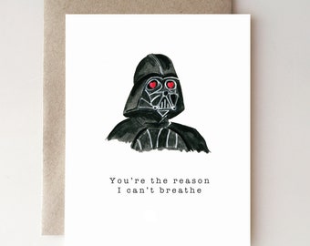 Valentine's Day Card Darth Vader - funny valentine - star wars valentine - handmade - valentine card - paper - valentine humor