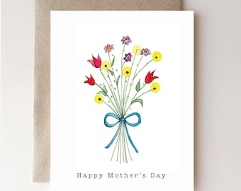 Happy Mother's Day Flower Bouquet - Flowers - Mom - Mothers Day - handmade - watercolour - floral