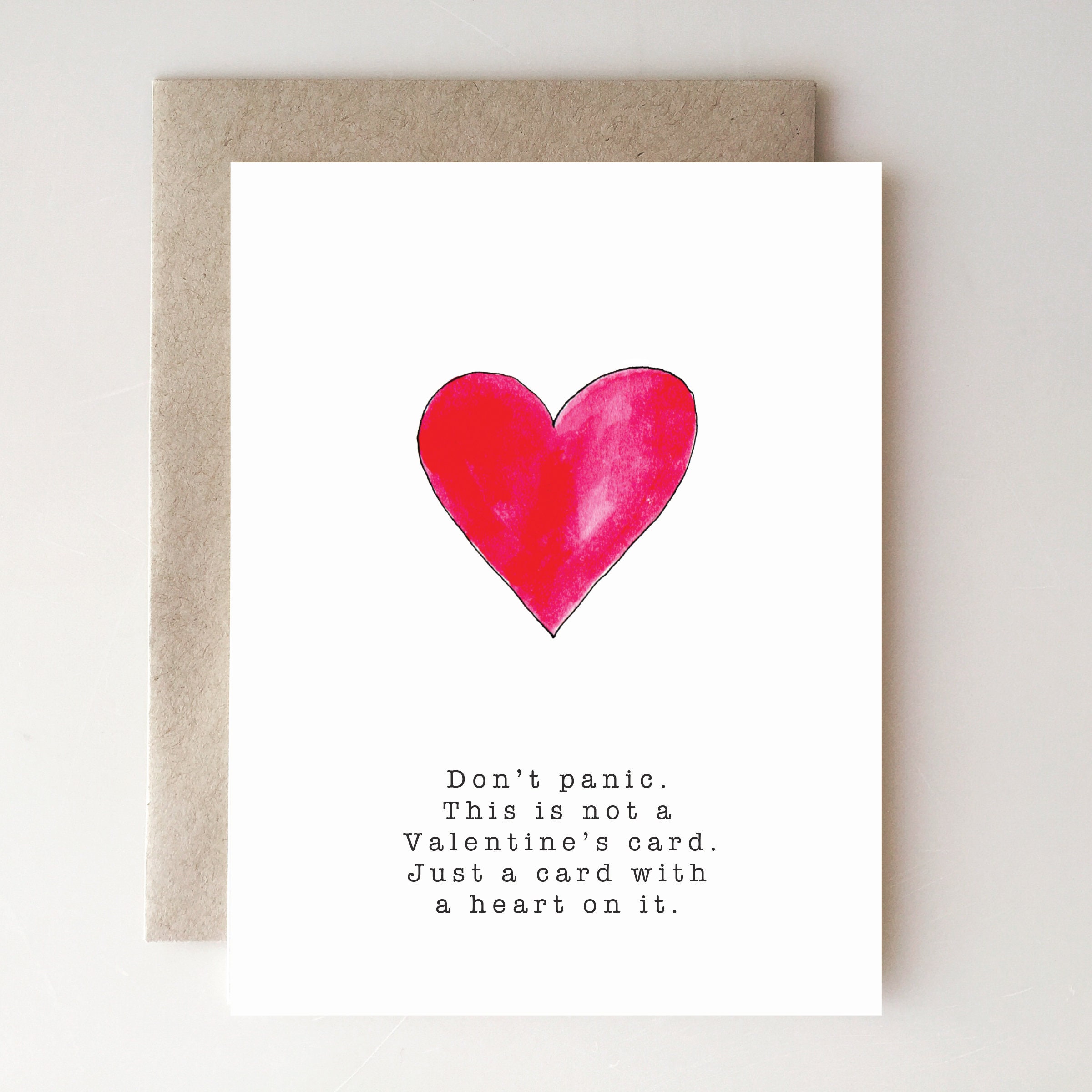 Don't Panic. This is Not a Valentines Card Valentine's Day Card, Handmade  Paper Goods Funny Valentine 