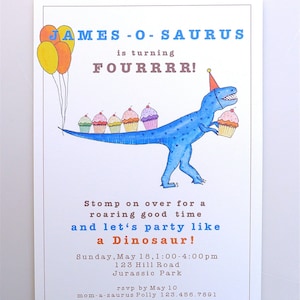 PRINTABLE Dinosaur Invitation - T-Rex - boys party - personalised - dinosaurs - paper goods - digital file - invitation