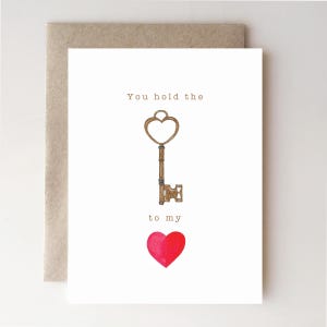 You Hold the Key to My Heart - liefde, valentijn, romantisch, valentijnskaart, hart en sleutel, handgemaakt