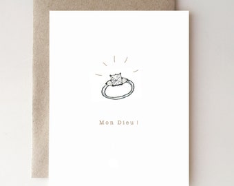 Engagement Card Mon Dieu! - Diamond Ring - Handmade - Paper Goods - Happy Engagement