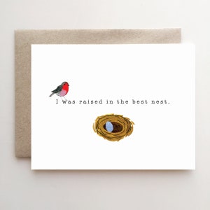 Melhor Cartão de Dia das Mães Nest - pássaro e ninho - mãe - mãe - Cartão de Dia das Mães - passarinho - pintinho - criado
