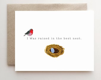 Best Nest Mother's Day Card - bird and nest - mother - mom - Mother's Day Card - baby bird - chick - raised
