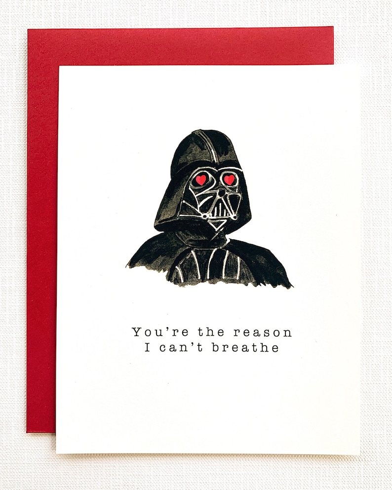 Valentine's Day Card Darth Vader funny valentine star wars valentine handmade valentine card paper valentine humor image 2