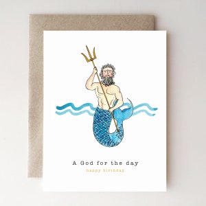Biglietto d'auguri per Dio per un giorno con Poseidone - onde - mare - biglietto d'auguri da uomo - uomo - dio greco