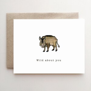 Wild About You - Valentine&#39;s Day Card - Handmade - Paper Goods - Funny Valentines Card - Boar