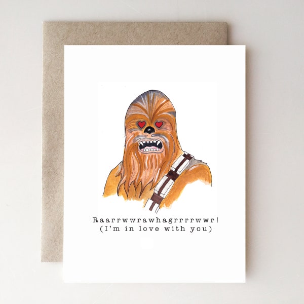 Chewbacca Valentine’s Day Card - Star Wars Valentine - funny valentine - handmade - valentine humor - I’m in love with you