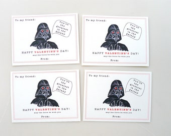 PRINTABLE School Darth Vader Valentine cards for kids - school valentine - instant download - star wars - class valentine - boys