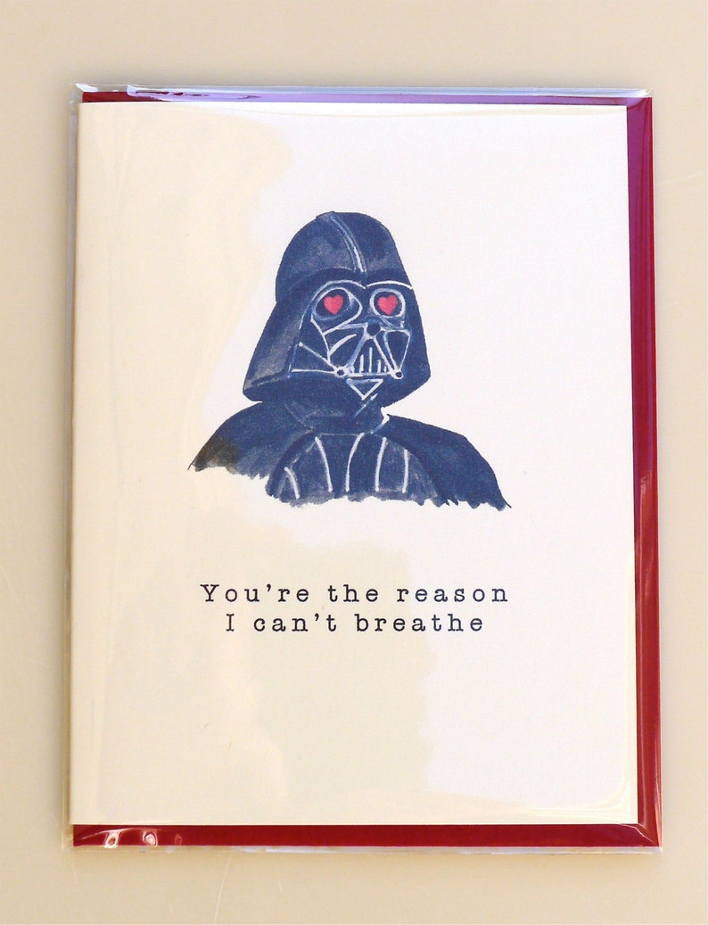 Valentine's Day Card Darth Vader funny valentine star wars valentine handmade valentine card paper valentine humor image 4