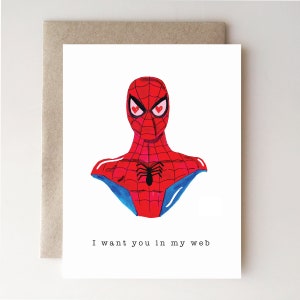 Valentinstagskarte mit Liebe in meinem Netz - Spiderman - Humor - Marvel - Superheld - Handgemacht