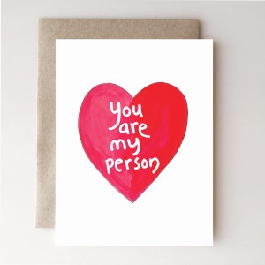 You Are My Person - Valentijnsdagkaart - Liefde - Hart - Aquarel - Papier - Handgemaakt