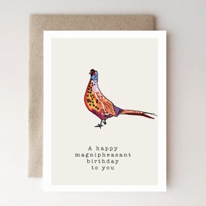 Anniversaire Magnipheasant - Joyeux anniversaire, faisan, oiseau, humour, aquarelle, fait main
