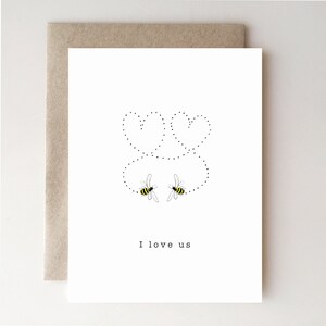 I Love Us Bees - tarjeta de amor - tarjeta de aniversario - tarjeta del Día de San Valentín - acuarela - abejas - hecho a mano - romance - corazón - hecho a mano - amor