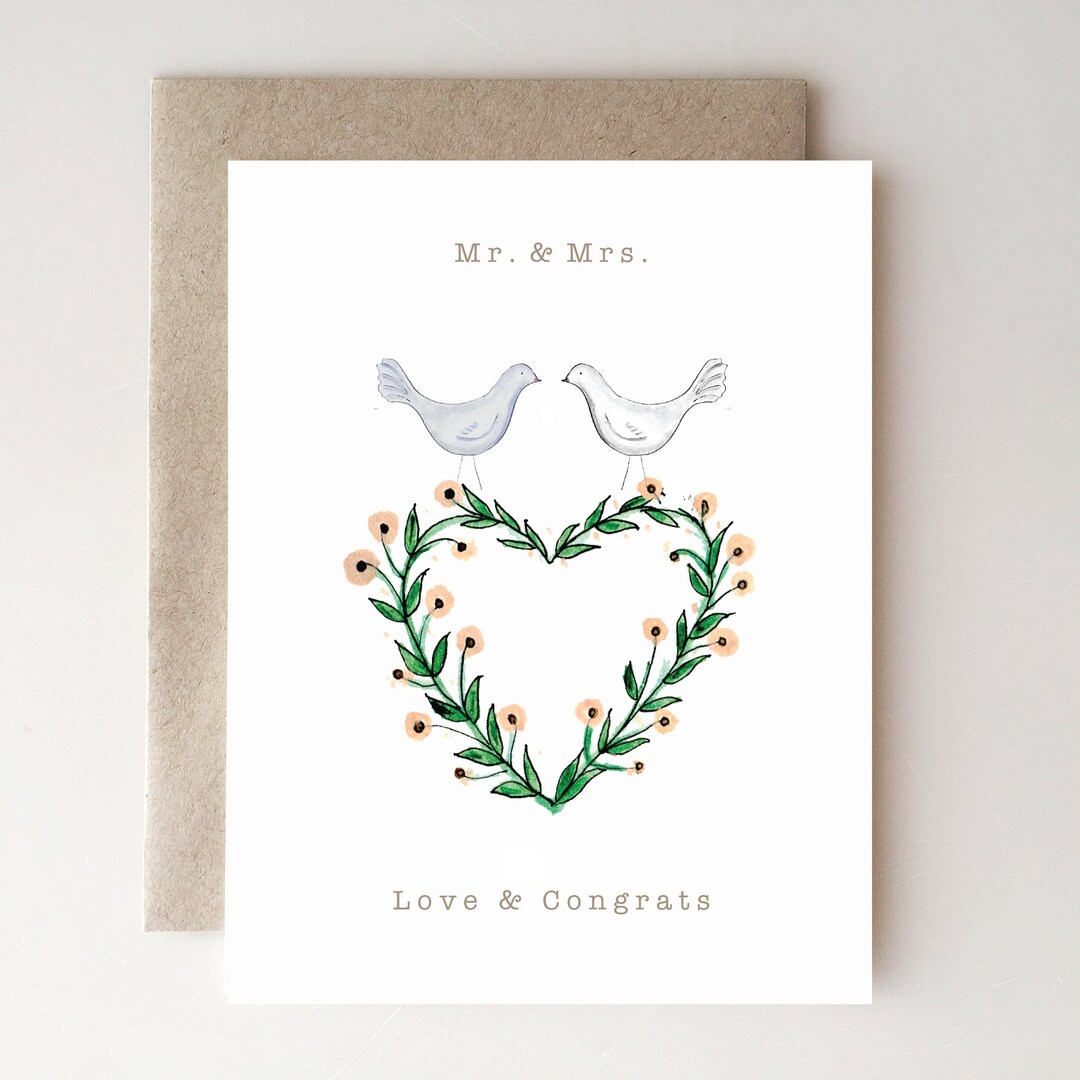 Congratulations Card Wedding Mr and Mrs Love Congrats - Etsy
