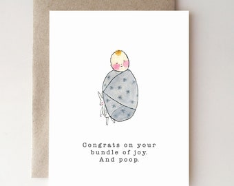 New Baby Card - Congratulations - funny - poop