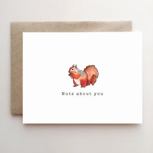 Valentinstag Karte mit Eichhörnchen - Nuts Abo You - Karte, handgemacht, Valentinstag, Papierware, witzig, Liebeskarte