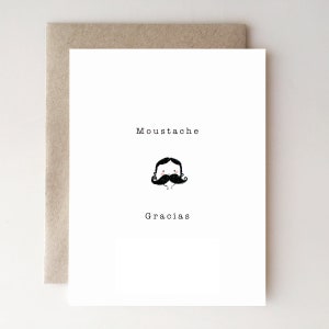 Bigote Gracias - Tarjeta de agradecimiento - Hecho a mano - Artículos de papel - Boda Gracias - Gracias divertido