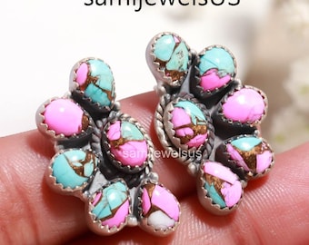 Pink Cotton Candy Turquoise Earring Fine Silver Earrings December Birthstone Gift for Wifey