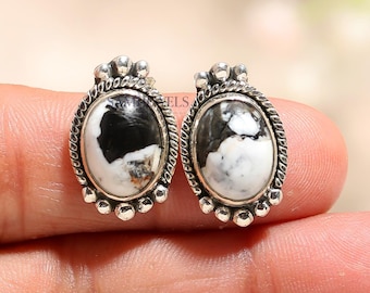 White Buffalo Turquoise Earring 925 Sterling Silver Daily Wear oval Shape Jewelry