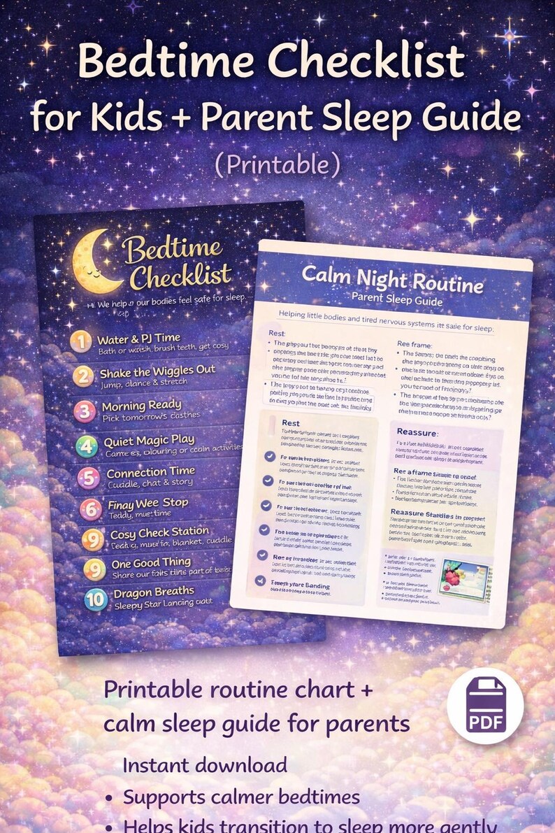 Bedtime Checklist.pdf Bedtime Checklist for Kids + Parent Sleep Guide (printable) - Etsy