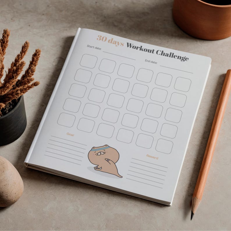 30 Day Workout Challenge Printable PDF | Fitness Tracker Goal Reward A4 ...