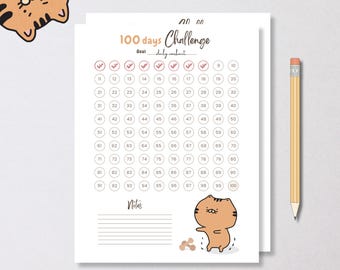 100 Day Challenge Tracker Printable PDF | Habit Tracker | Goal Setting ...