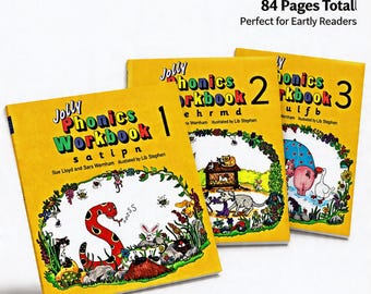 Jolly Phonics Workbook Bundle, Preschool Letter Sounds, Tracing, Early Reading (3 Books)