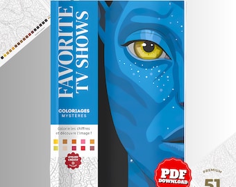 Mystery Color by Number Book, Favorite tv shows, 51 Printable Coloring Pages PDF, Digital Download for Adults & Teens