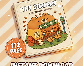 Coloring Book Tiny Corners , Bold Easy Line Art, Cozy Scenes (Digital Download)