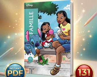 Disney Family Color By Number Book | 131 Pages Printable PDF, Cute Island Coloring, Relaxing Mystery Coloring (Instant Download)