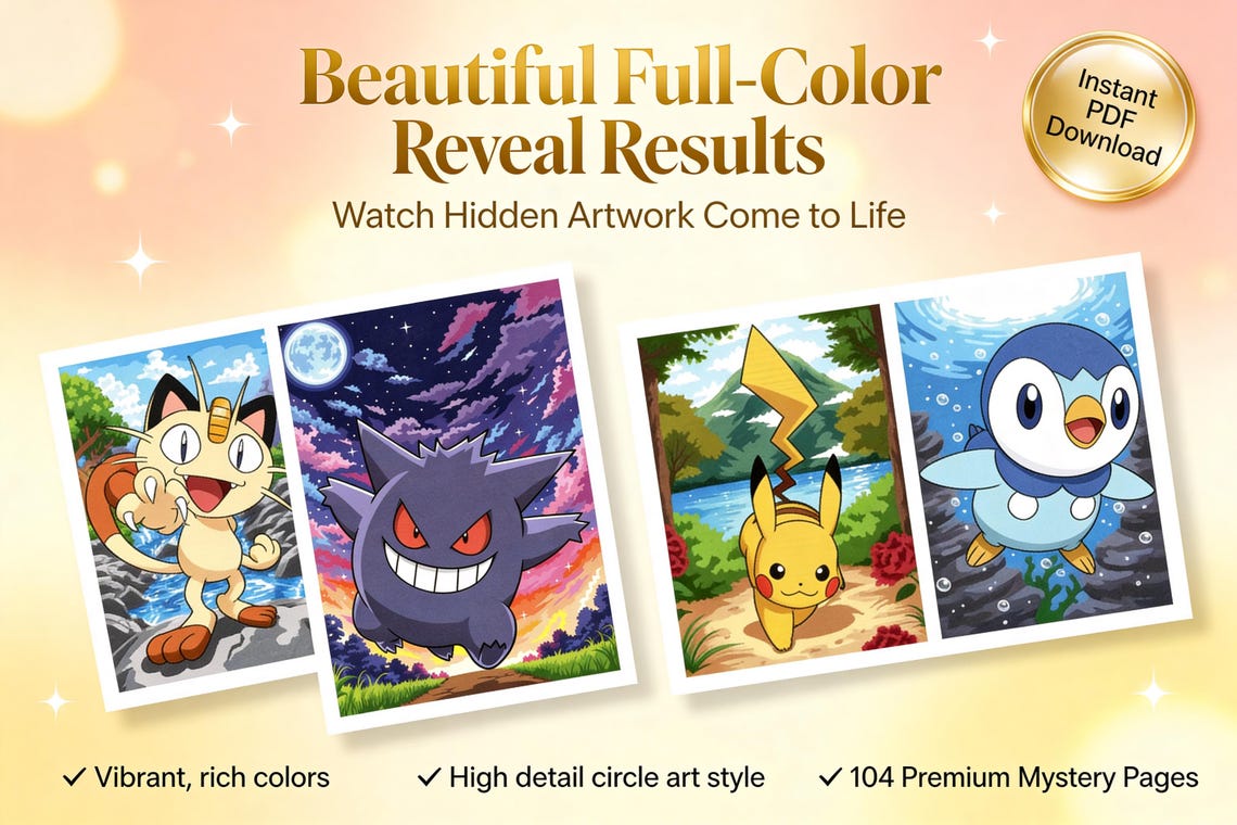 Pokemon Coloring Book Printable PDF ,color by Number 114 Pages - Etsy