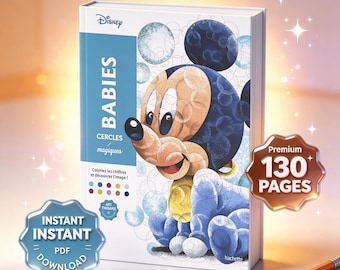 Disney Babies Cercles , Mystery Color By Number Book , 130 Pages, PDF (Digital Download)
