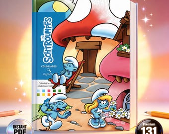 Smurfs coloring Book Color By Number  | 131 Pages Printable PDF, Instant Download