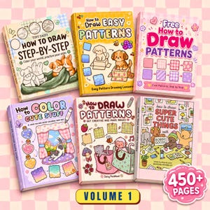 May include: Six instructional drawing and coloring books titled How to Draw Step-by-Step, How to Draw Easy Patterns, Free How to Draw Patterns, How to Color Cute Stuff, How to Draw Patterns, and How to Draw Super Cute Things, featuring 450+ pages.