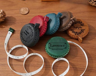 Personalized Crazy Horse Leather Measuring Tape, Custom Engraved Mini Tape Measure, Portable Designer Tape, Pocket Sewing Tool Gift