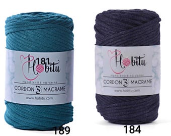 Hobitu Cordon 3 Macrame Cord, 5mm Cotton Blend Yarn for Bags, Baskets, Wall Hangings