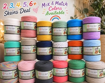 Yarn Art - Maccheroni ,600 grams, cotton yarn,macrame,2,3,4,5 skeins deal