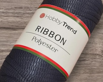 Hobbytrend Ribbon Polyester 100 Yarn 250g 140m Crochet Bag Yarn, Polyester Ribbon Yarn for Bags Baskets DIY Craft