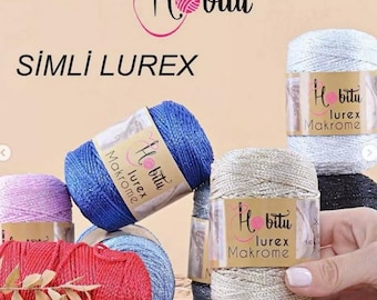 Hobitu Macrame Lurex Yarn 100g 140m Metallic Macrame Cord Crochet Bag Yarn for Bags Baskets DIY Craft