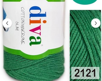 Diva Cotton Macrame Slim Yarn ,2mm,250g 275m Recycled Cotton Macrame Cord Crochet Bag Yarn for Bags Baskets DIY Craft