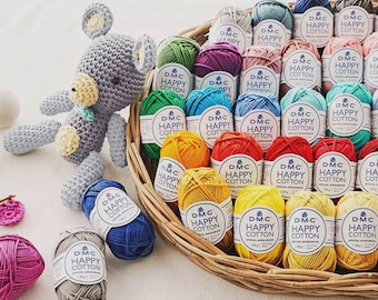 DMC Happy Cotton Yarn Bundle 20g 43m 100% Cotton Crochet Yarn for Amigurumi Knitting DIY Craft,5 Skeins