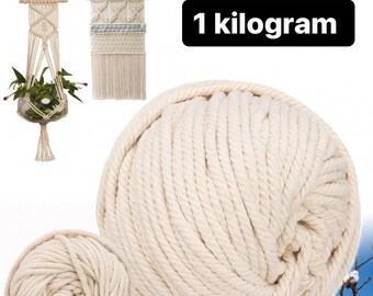 Cotton Macrame cord,rope 1 kg, sizes 5mm,6mm,7mm,8mm,10mm